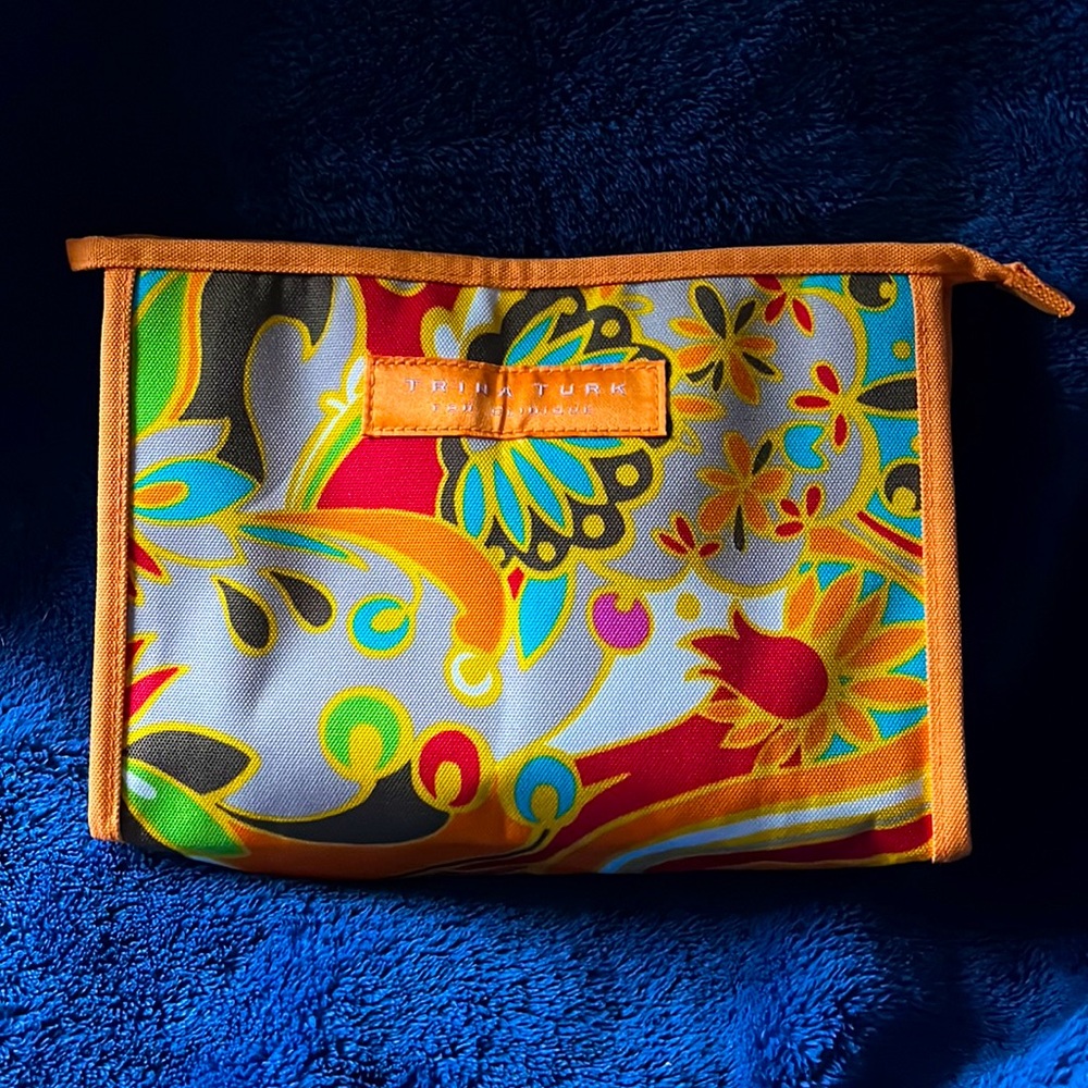 Cosmetic bag by Trina Turk for Clinique with zip top - 10x7x3 1/2”